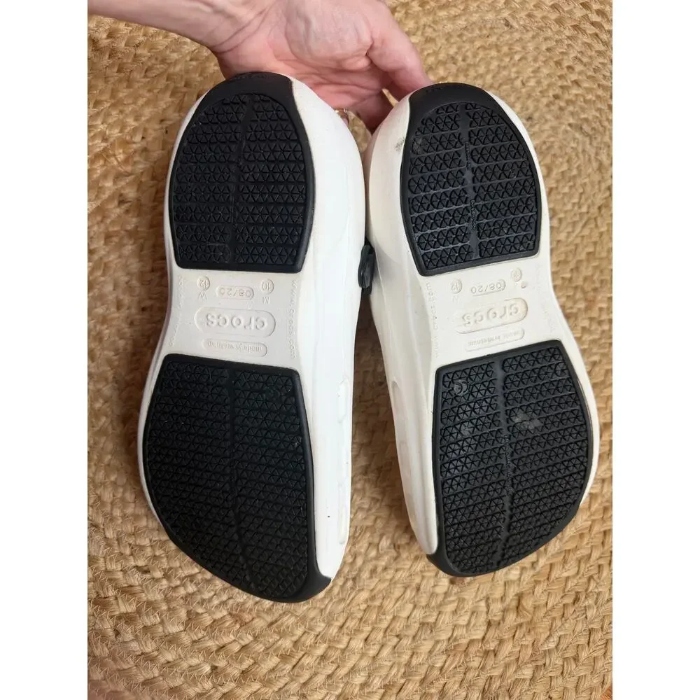 Crocs Bistro Pro LiteRide Work Clog White Adjustable Strap Anti-Slip Size Men 10